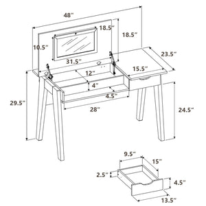 Dressing Table with Flip Mirror and Storage Drawer view 5