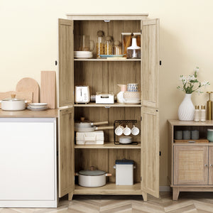 72" Freestanding Storage Cabinet, Kitchen Pantry Cabinet with Doors and Shelves for Dining Room, Natural – view 7