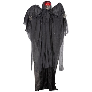 6.4' Life Size Winged Grim Reaper Outdoor Halloween Decoration Animatronic, Animated Prop w/ Light Up Eyes