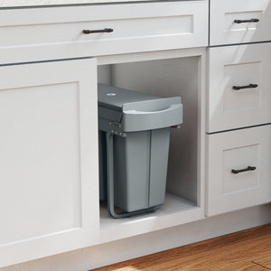 Pull Out Garbage Bin for Kitchen, 7.9 Gallon (30 L) Under Sink Garbage Can, 2 Removable Compartments, Grey