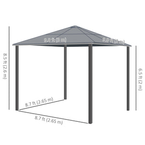 10 x 10 ft Hard Top Gazebo Canopy, Outdoor Patio Shelter with Heavy-Duty Metal Frame, Sun Shade with Curtains and Waterproof Roof for Backyard, Beige Coffee