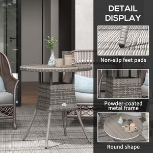 27.5" Outdoor Wicker Dining Table, PE Rattan Patio Furniture with Wood-plastic Composite Top, Grey – view 5
