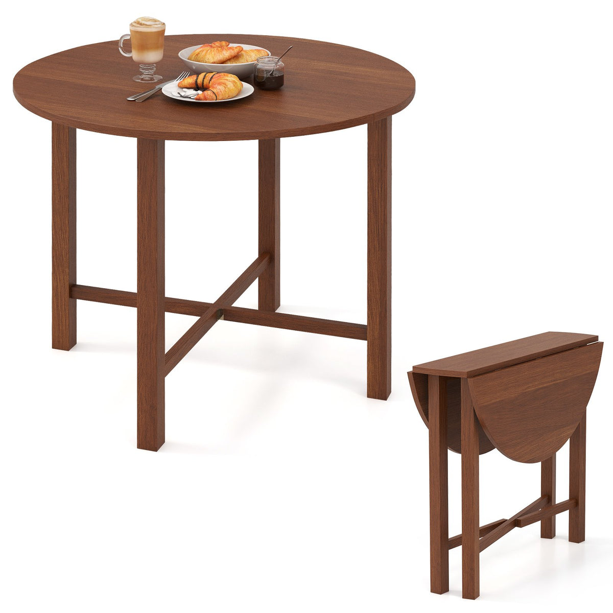 Dual Drop Leaf Dining Table for Small Spaces-Walnut view 4