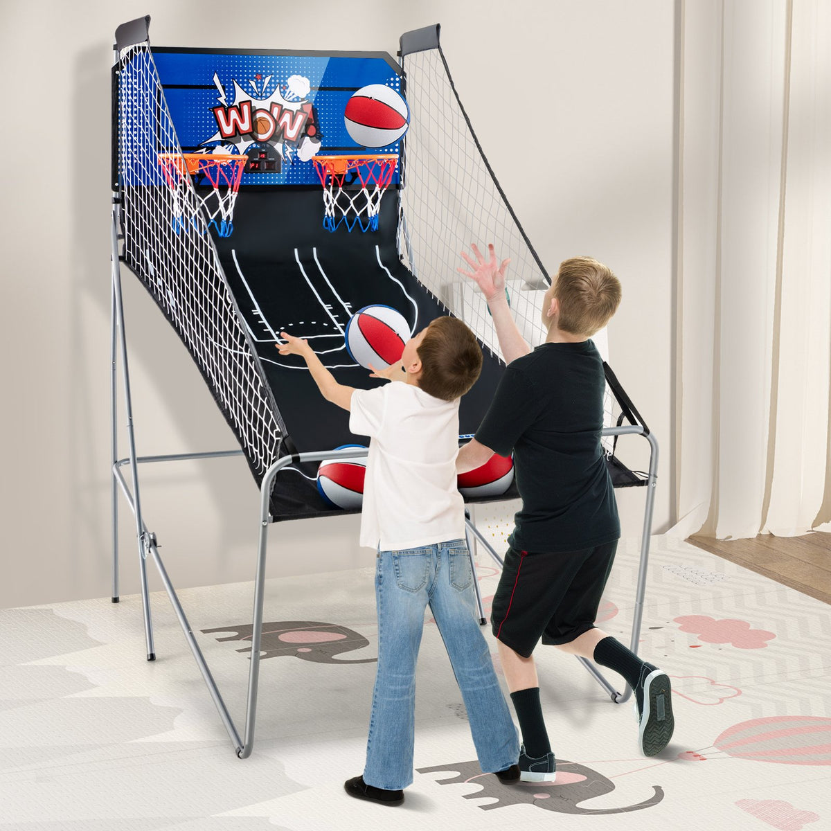 Dual Shot Basketball Arcade Game with 8 Game Modes and 4 Balls-Blue view 2