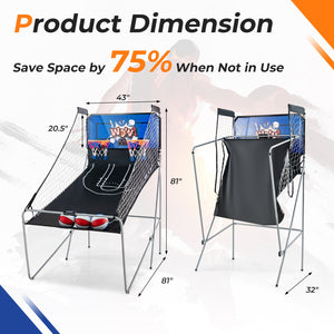 Dual Shot Basketball Arcade Game with 8 Game Modes and 4 Balls-Blue view 4