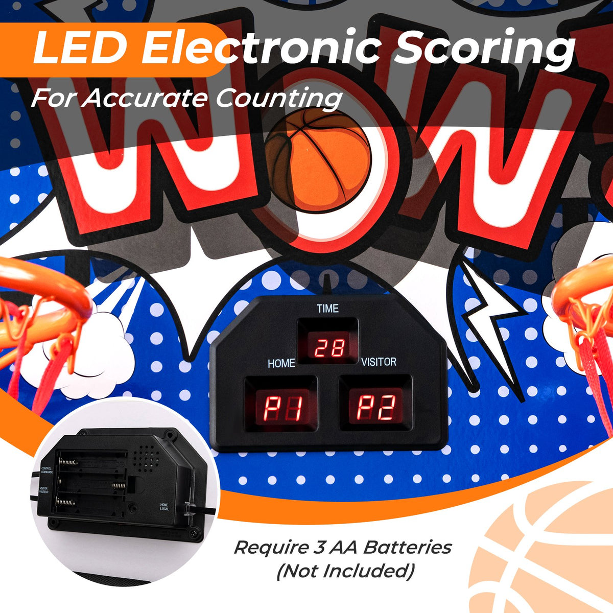 Dual Shot Basketball Arcade Game with 8 Game Modes and 4 Balls-Blue view 6