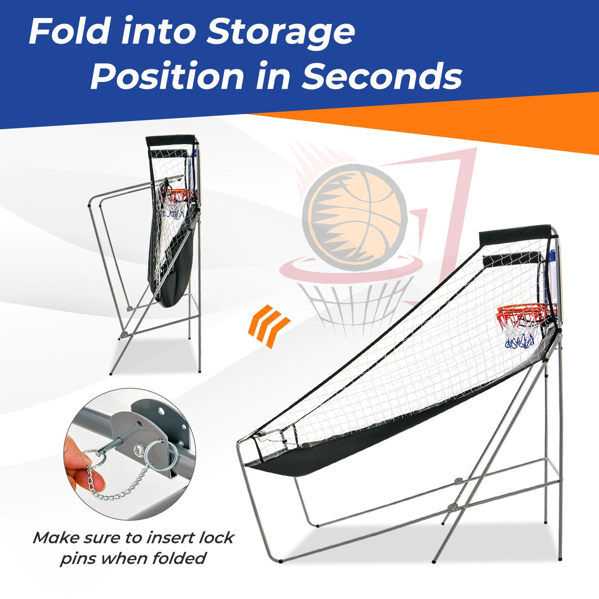 Dual Shot Basketball Arcade Game with 8 Game Modes and 4 Balls-Blue view 7