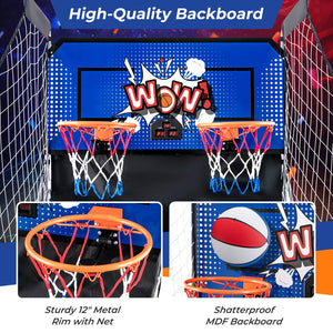 Dual Shot Basketball Arcade Game with 8 Game Modes and 4 Balls-Blue view 8