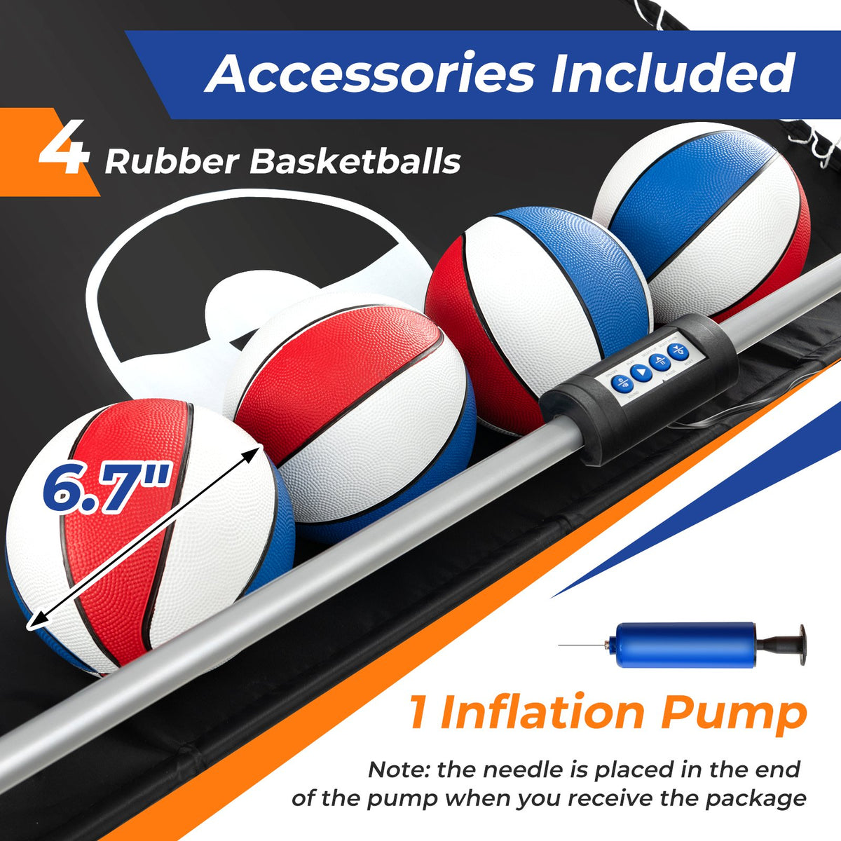 Dual Shot Basketball Arcade Game with 8 Game Modes and 4 Balls-Blue view 9