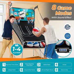 Dual Shot Basketball Arcade Game with 8 Game Modes and 4 Balls-Green view 5