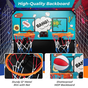 Dual Shot Basketball Arcade Game with 8 Game Modes and 4 Balls-Green view 6