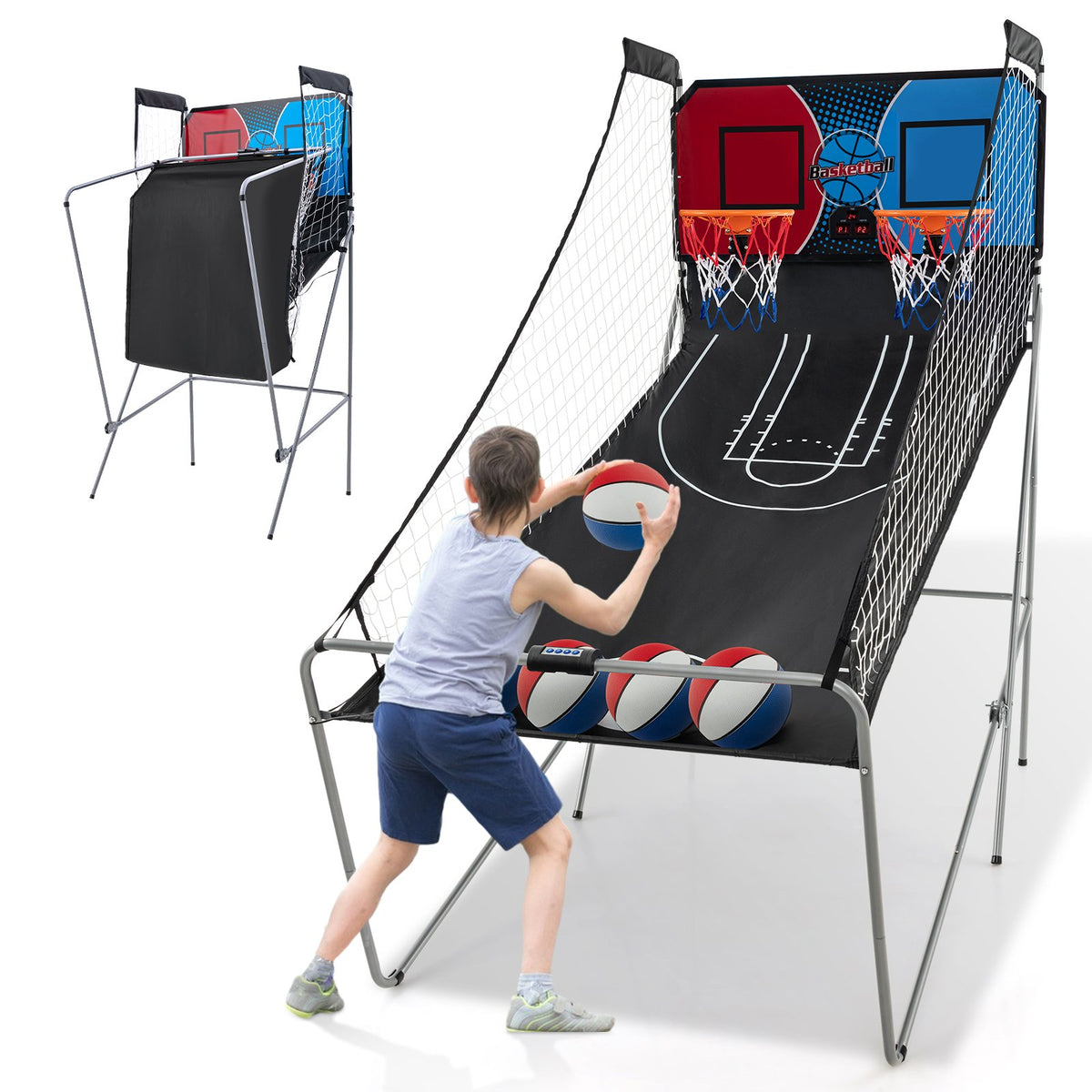 Dual Shot Basketball Arcade Game with 8 Game Modes and 4 Balls-Red view 4