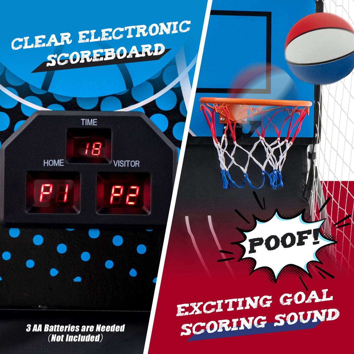 Dual Shot Basketball Arcade Game with 8 Game Modes and 4 Balls-Red view 9