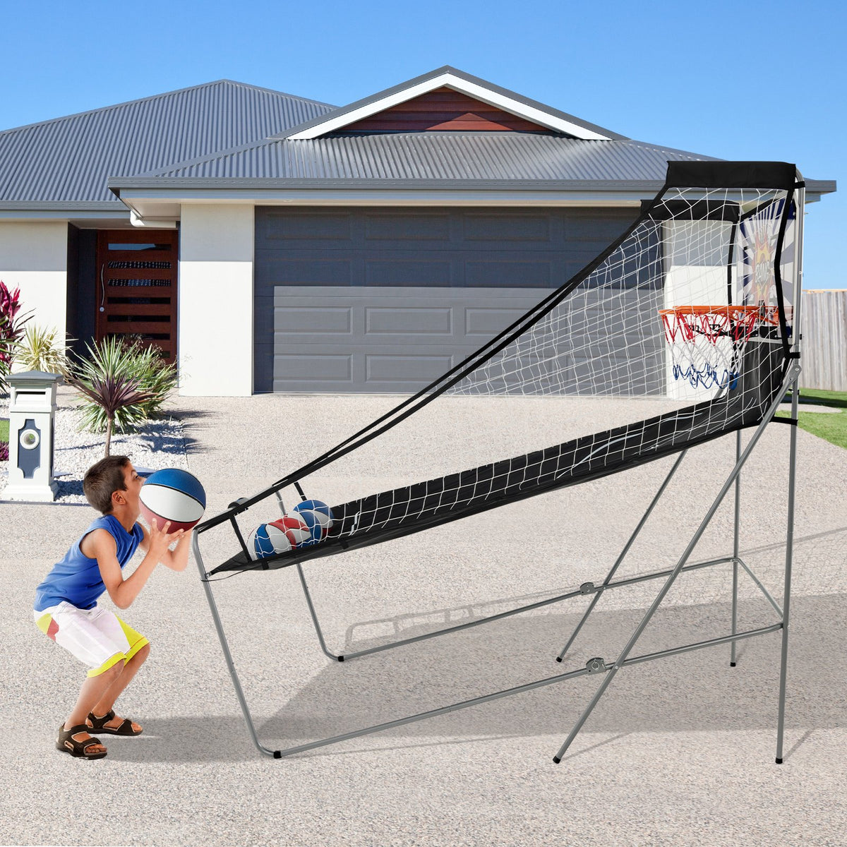 Dual Shot Basketball Arcade Game with 8 Game Modes and 4 Balls-White view 3