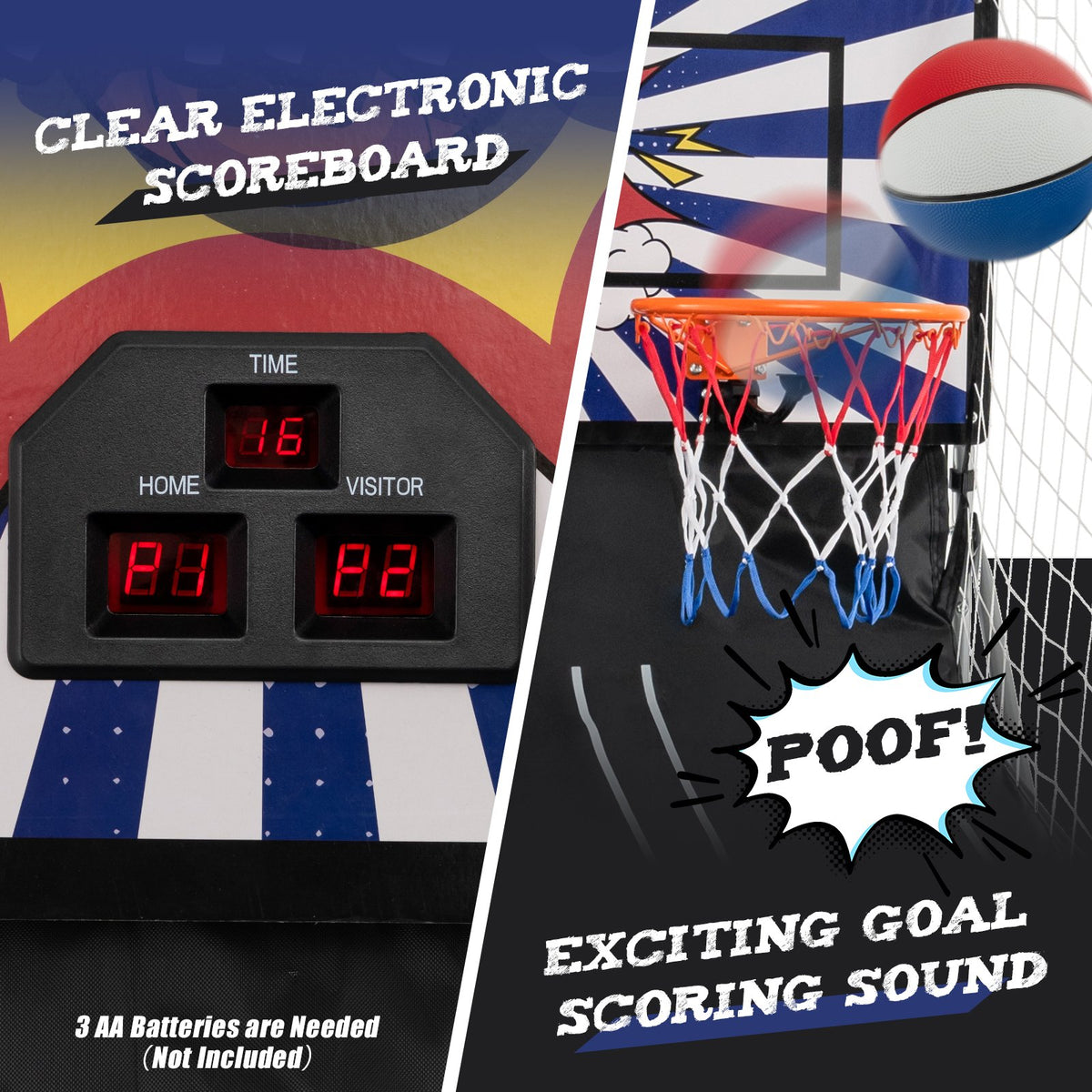 Dual Shot Basketball Arcade Game with 8 Game Modes and 4 Balls-White view 7