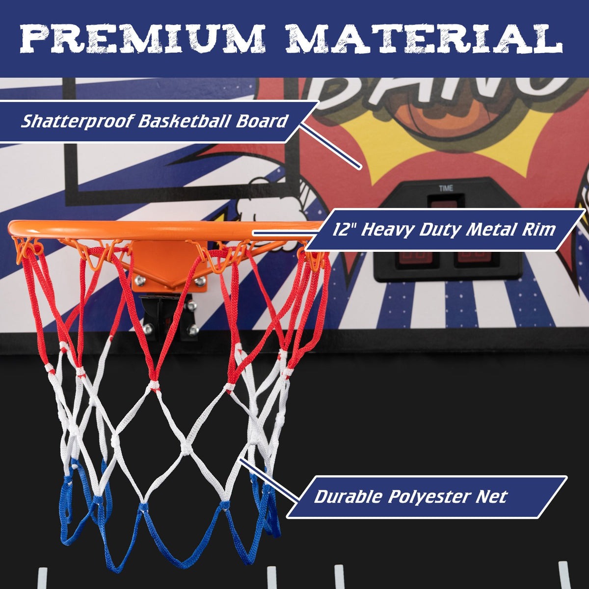 Dual Shot Basketball Arcade Game with 8 Game Modes and 4 Balls-White view 9