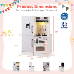 Dual-Sided Kids Play Kitchen with Water Dispenser and Range Hood for 3+ Years Old-White view 5