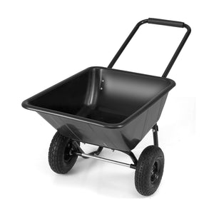 Dual-Wheel Wheelbarrow Garden Utility Cart with Pneumatic Tires-Black