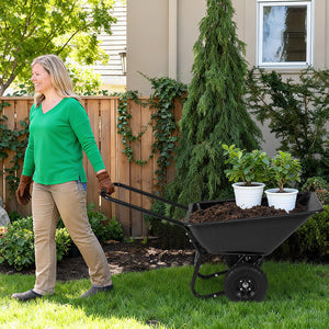 Dual-Wheel Wheelbarrow Garden Utility Cart with Pneumatic Tires-Black view 3