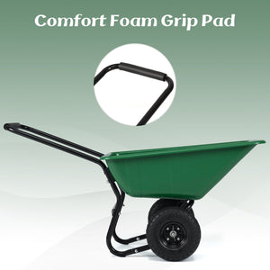 Dual-Wheel Wheelbarrow Garden Utility Cart with Pneumatic Tires-Green view 7
