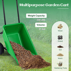 Dual-Wheel Wheelbarrow Garden Utility Cart with Pneumatic Tires-Light Green view 7