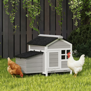 Wooden Chicken Coop with Nesting Box, Pull-out Metal Tray, for 1-2 Chickens, 36" x 25" x 27"
