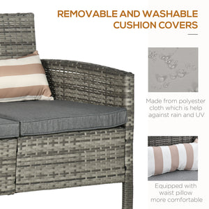3-Seater Wicker Sofa, PE Rattan Outdoor Couch Conversation Furniture with Removable Cushions for Patio – view 5