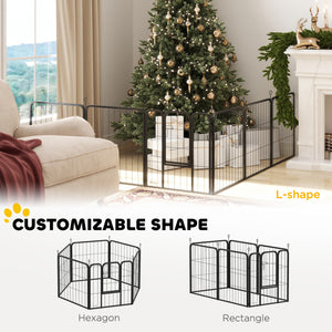 6 Panels Heavy Duty Dog Playpen Outdoor Indoor with Door & Strap, 24" Height Portable & Foldable Pet Playpen