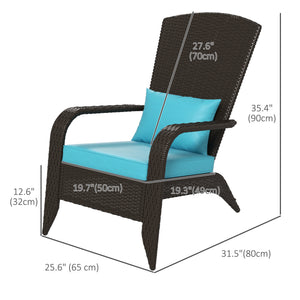 Patio Wicker Adirondack Chair, Outdoor Rattan Muskoka Chair with Cushions for Patio, Garden, Backyard, Cream