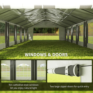 16'x32' Heavy Duty Large Party Tent & Carport with Removable Sidewalls, Portable Garage Canopy Tent, White – view 11