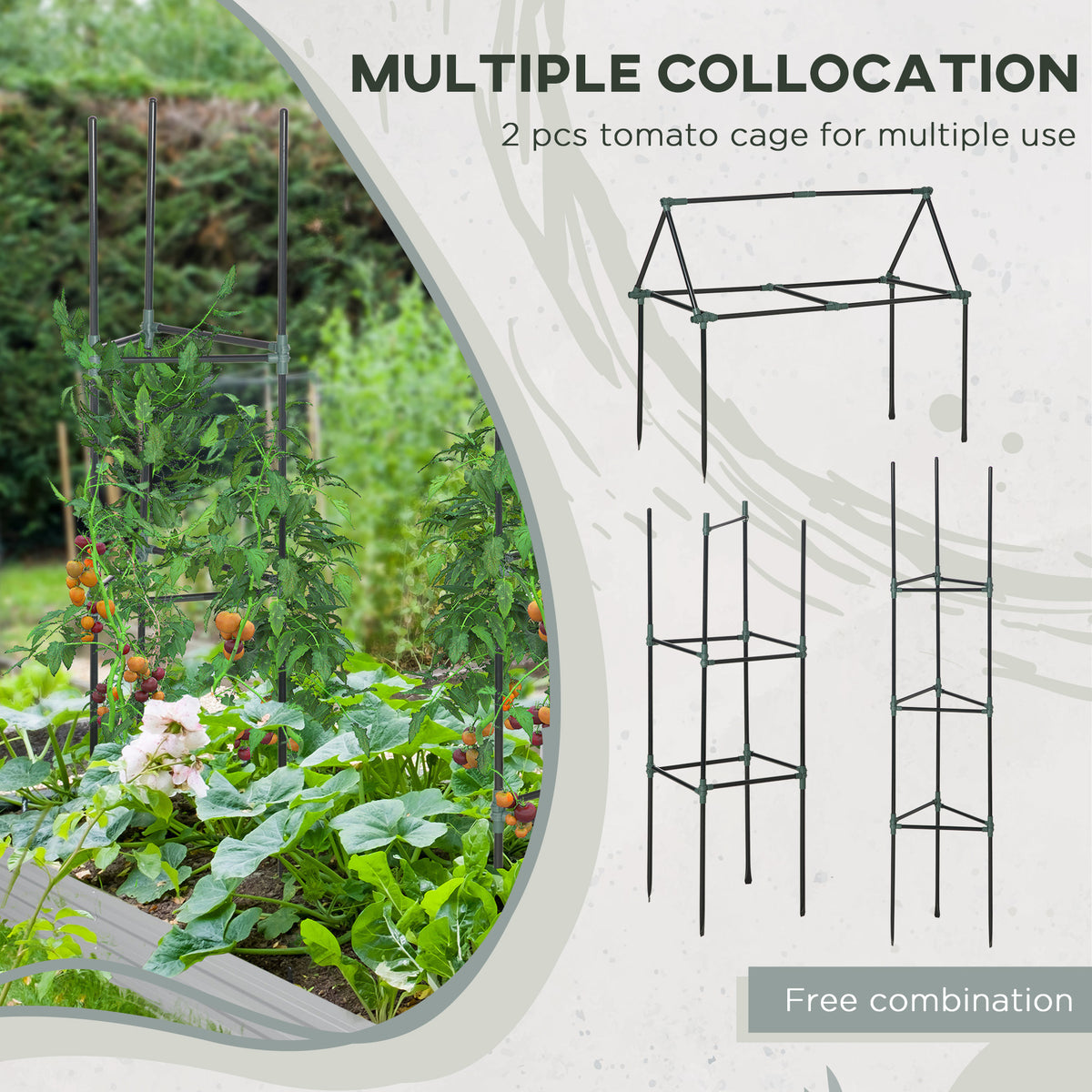 6' x 3' x 1' Raised Garden Bed with 2 Trellis Tomato Cages, Steel Frame Elevated Planter Box, Black – view 12