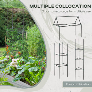6' x 3' x 1' Raised Garden Bed with 2 Trellis Tomato Cages, Steel Frame Elevated Planter Box, Black – view 12