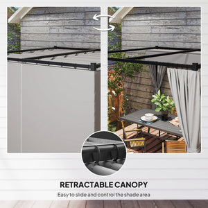 10' x 10' Retractable Pergola Canopy with Sidewalls, Metal Outdoor Gazebo Sun Shade Shelter, Beige – view 17
