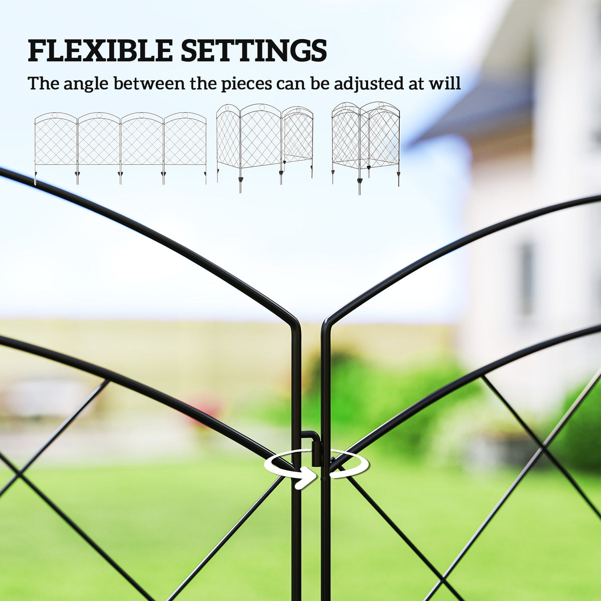 4 Pack Garden Fencing for Yard, Decorative Fence Panels as Animal Barrier and Flower Edging, Circle, Black