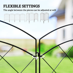 4 Pack Garden Fencing for Yard, Decorative Fence Panels as Animal Barrier and Flower Edging, Circle, Black