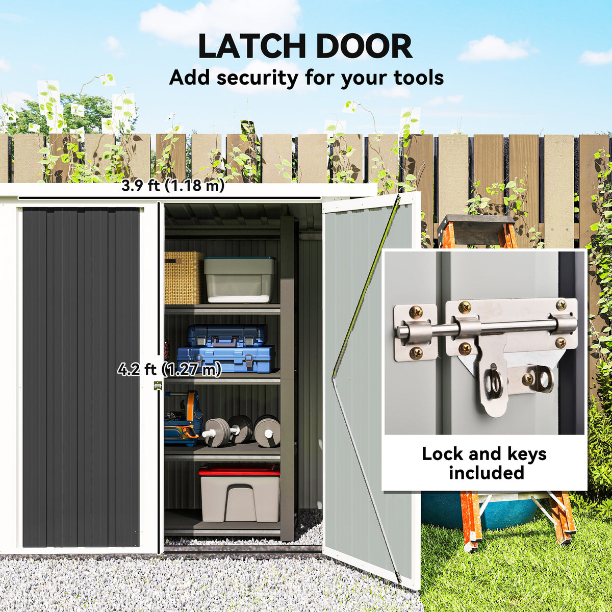 5x3 Metal Garden Storage Shed with Double Door, Durable Metal Shed for Garden, Patio, Lawn, Black