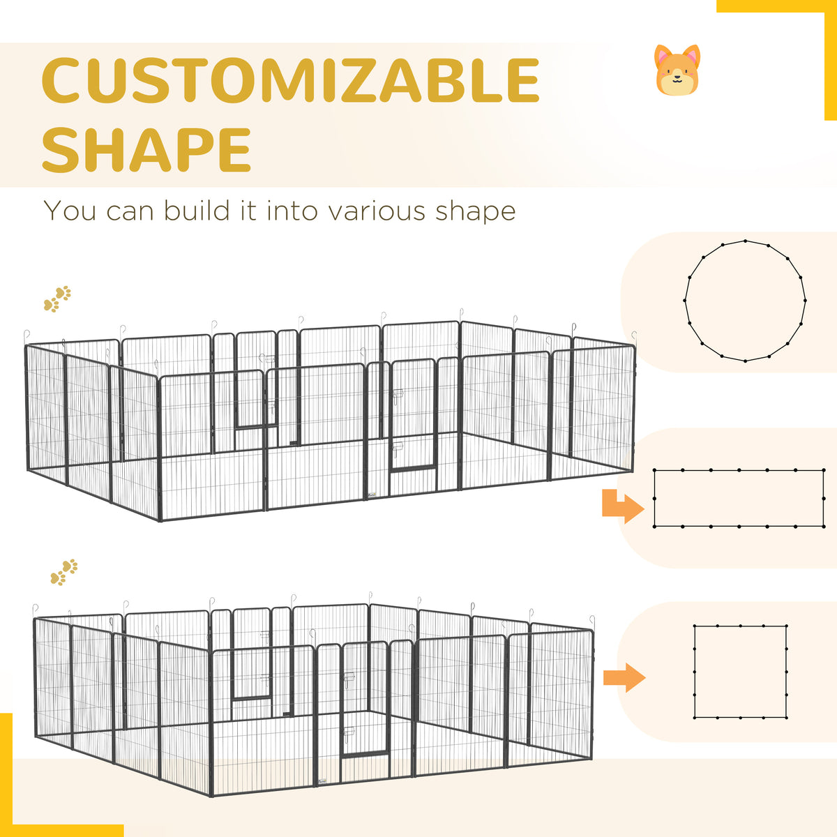 16 Panel 39" Height Heavy Duty Dog Playpen for Small Medium Large Dogs, Grey