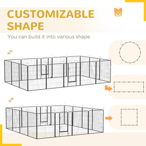 16 Panel 39" Height Heavy Duty Dog Playpen for Small Medium Large Dogs, Grey