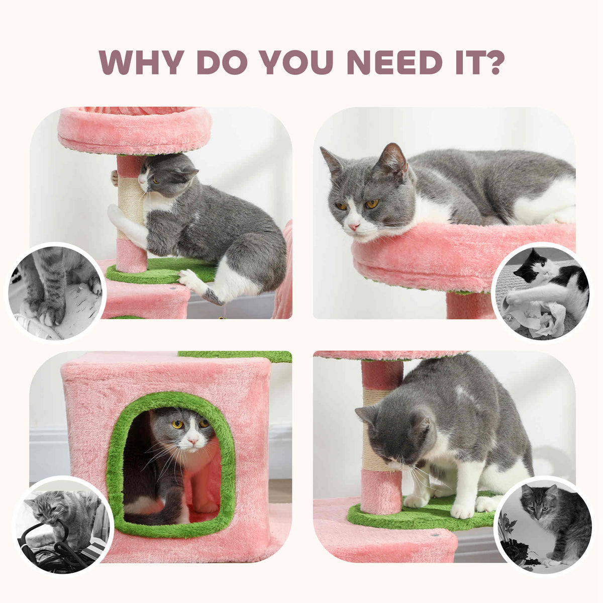 28" Cat Tree Tower with Plush Top Bed, Cozy Condo, Sisal Scratching Post, Perch, Dangling Ball, Beige and Yellow