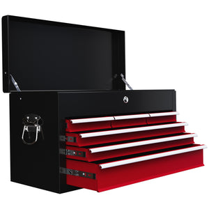 6 Drawer 24" Portable Tool Box with Top Case, Ball Bearing Slides, Metal Tool Chest for Garage, Household and Warehouse