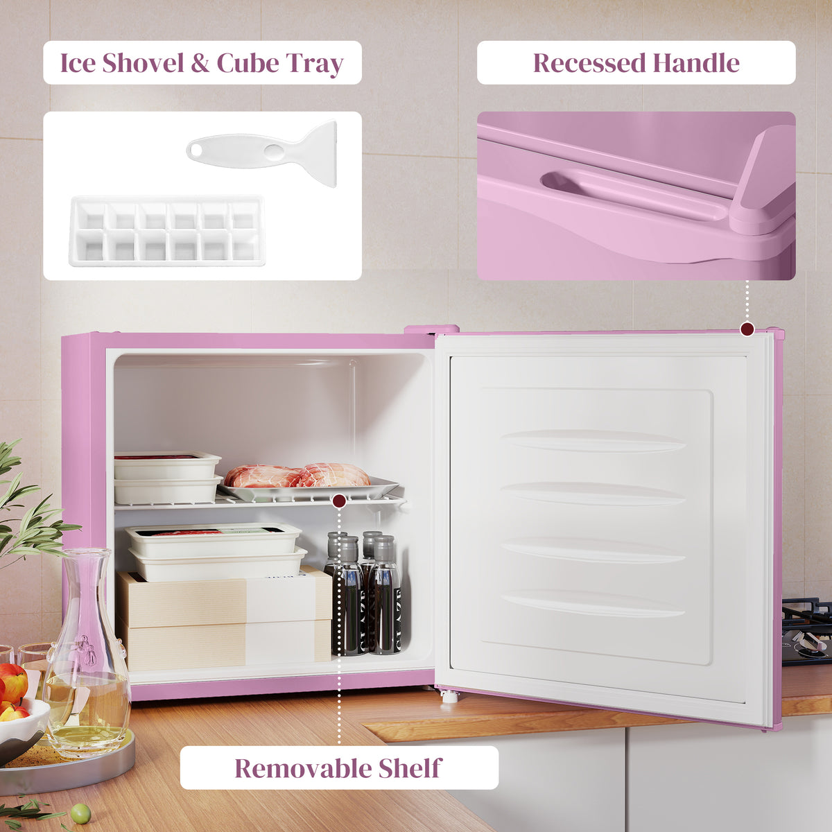 1.1 Cu. Ft. Mini Freezer, Compact Upright Freezer with Reversible Door, Removable Shelf – view 20