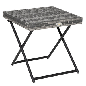 Rattan Coffee Table Folding Patio Outdoor Side Table Wicker for Balcony, Porch, Poolside