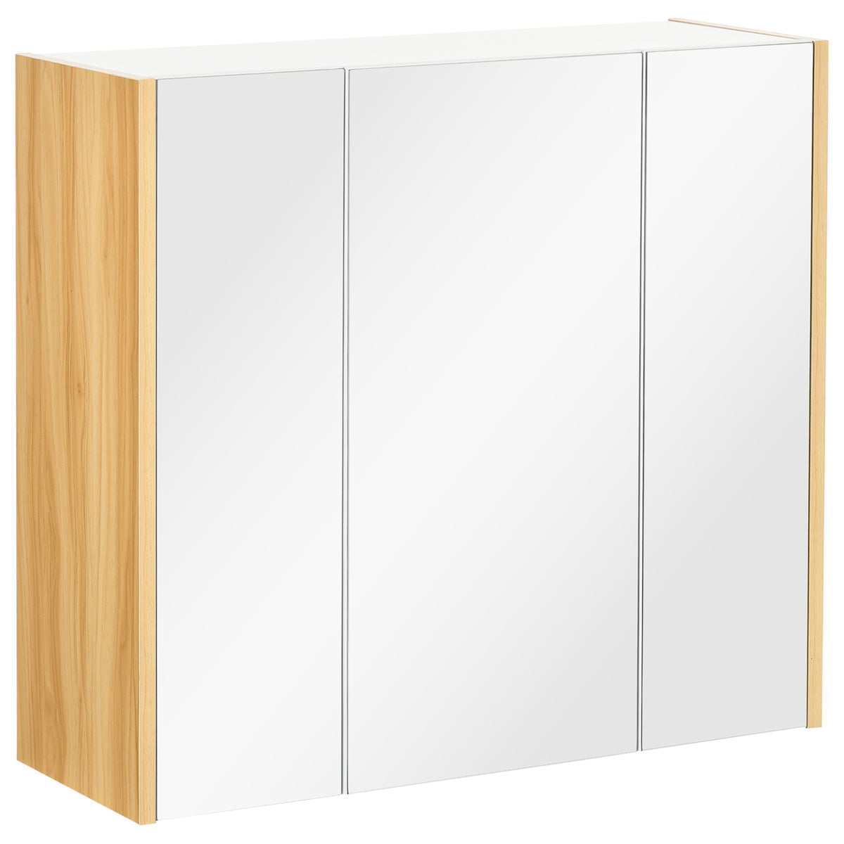 Wall Mounted Medicine Cabinet with Mirror Wall Mirror Cabinet with 3 Doors and Adjustable Storage Shelves Gray