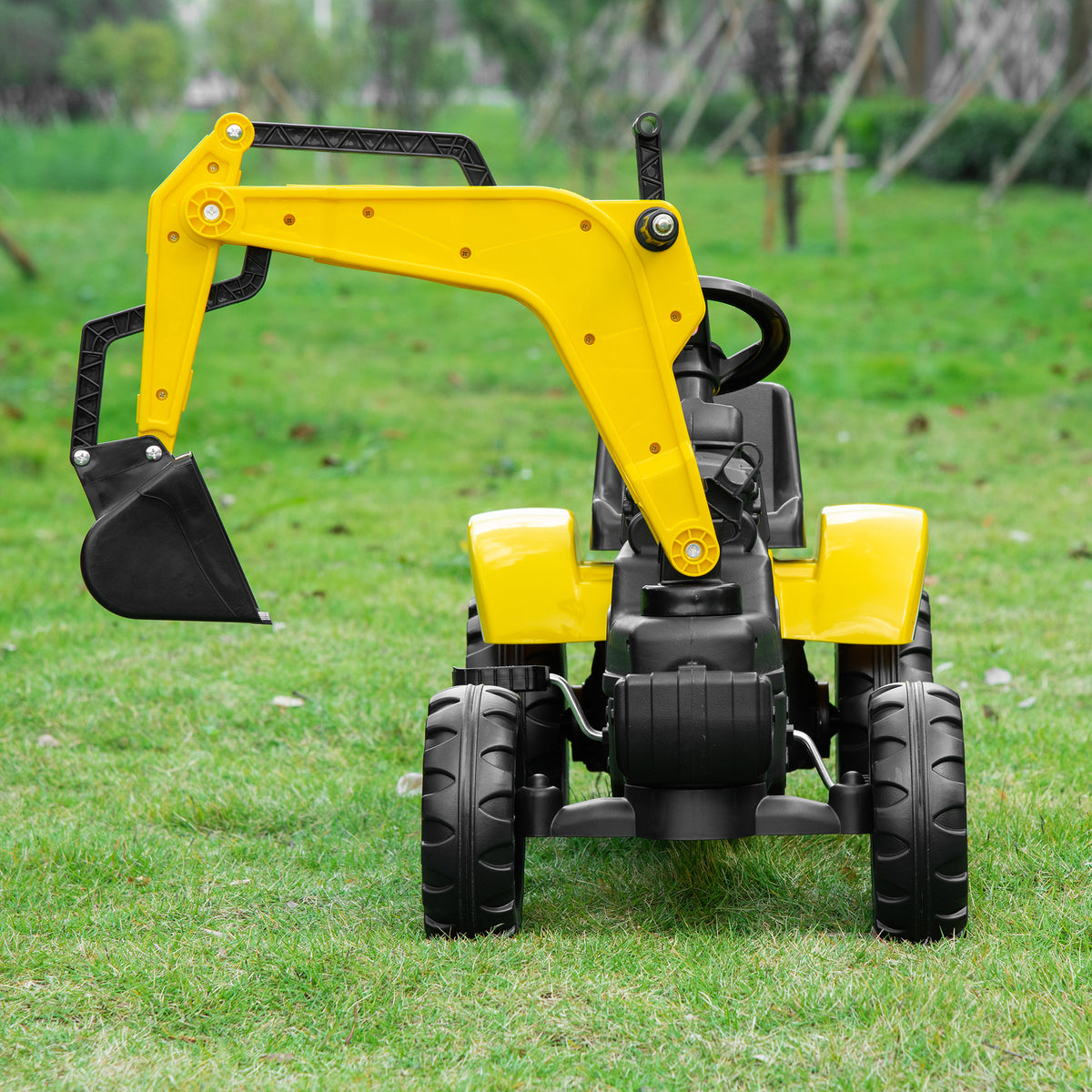 Aosom Ride on Tractor for Kids, Pedal Excavator Ride on Toy with Controllable Front Bucket for 3 Years Old, Yellow