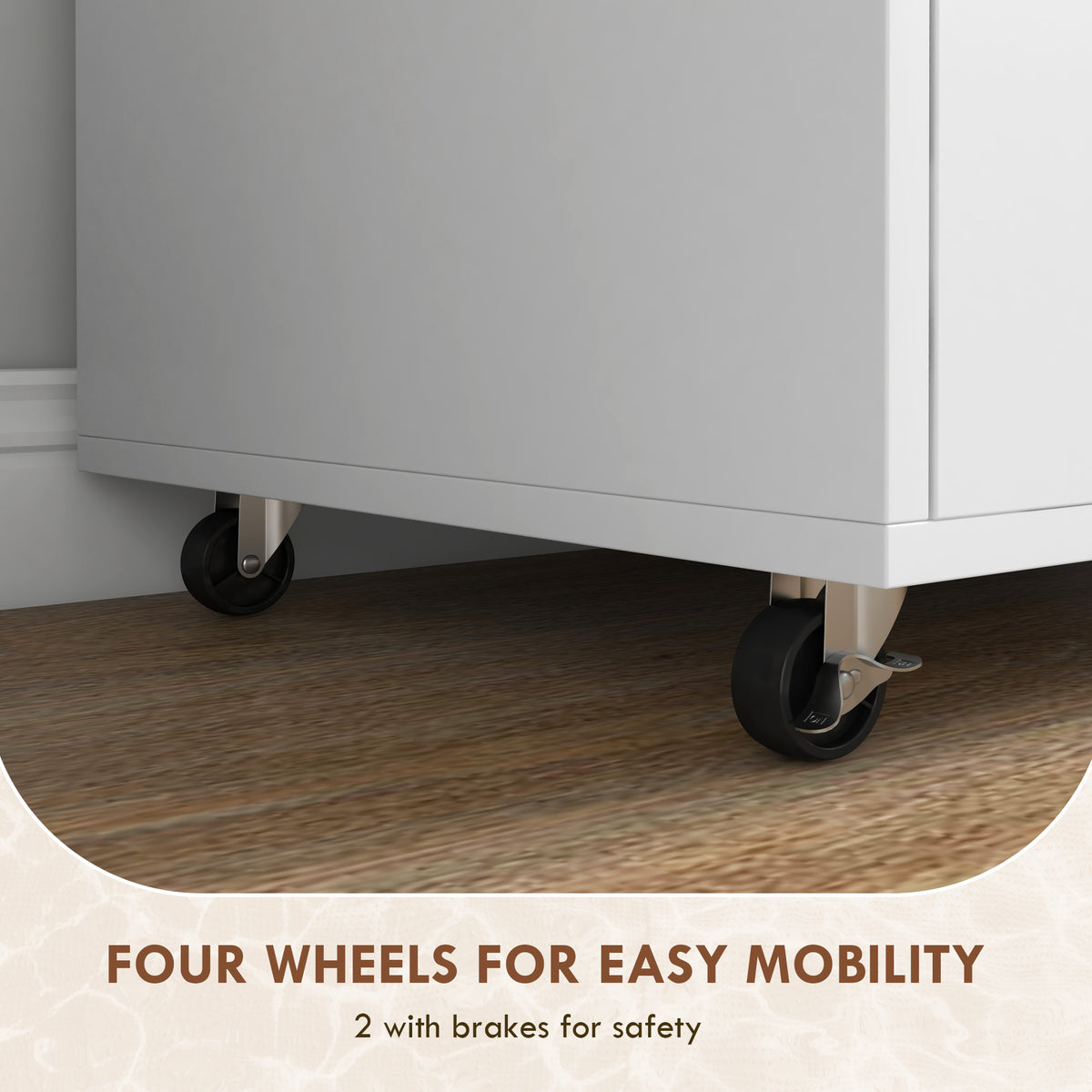 Mobile Filing Cabinet, Rolling File Cabinet with Drawer and Adjustable Hanging Bar for Letter, A4 and Legal Size, White