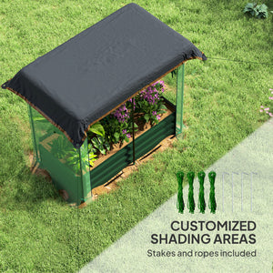 Galvanized Steel Planter Box with Crop Cage and Shade Cloth, Raised Garden Bed for Flowers, Vegs and Herbs
