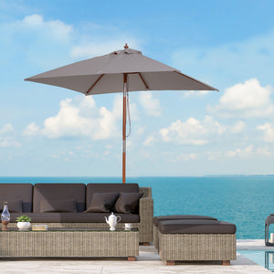 6.6x5ft Square Market Parasol, Wooden Patio Umbrella with Tilt Mechanism and 6 Bamboo Ribs – view 21