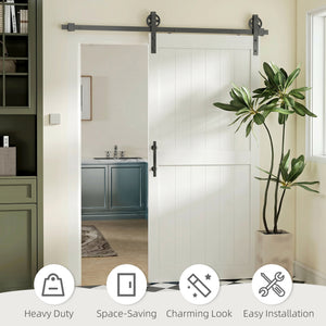 36inx84in Barn Door with 6FT Sliding Door Hardware Kit, Handle, Upgraded Rollers and Floor Guide – view 12