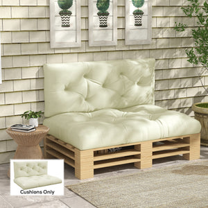 2 Seater 5" Thick Outdoor Seat Cushions with Back Cushion for Pallet, Loveseat Outdoor Furniture Cushions, Cream White