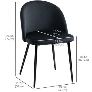 Modern Dining Chairs, Mid-Back Velvet-touch Upholstery Side Chair, Table Chair for Living Room, Dining Room, Black, Set of 4
